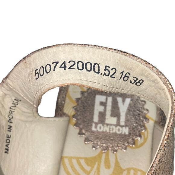 Fly London Women's Yifa Gold Lace Up Wedge Sandal Size 38 US 7.5/8 - Picture 11 of 13